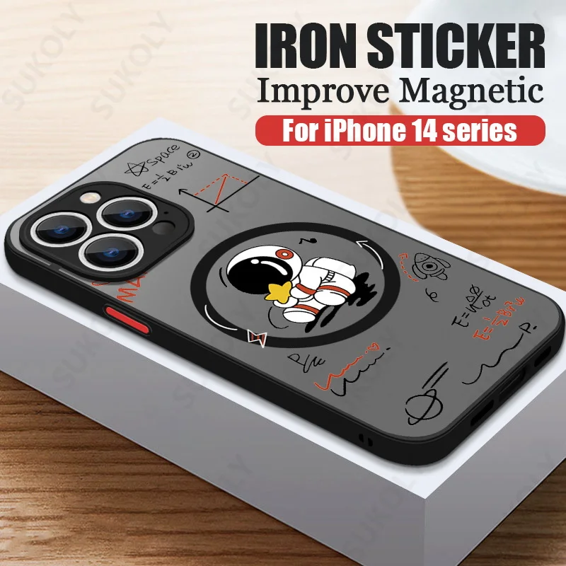 Custodia Per Iphone 15 14 13 Pro Max Astronauta Per Magsafe Iron Ring Ricarica Wireless Cover In Acrilico Per Iphone 15 14 13 Back Fundas