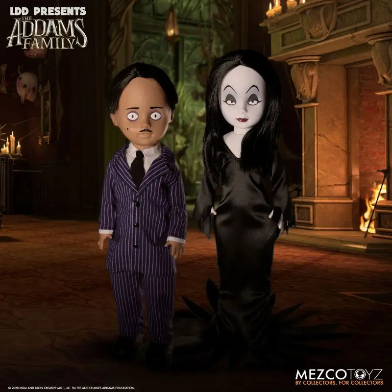 In Magazzino Originale Mezco Living Dead Dolls / The Addams Family Gomez Morticia 2Pk Anime Collection Figure Giocattoli Regali