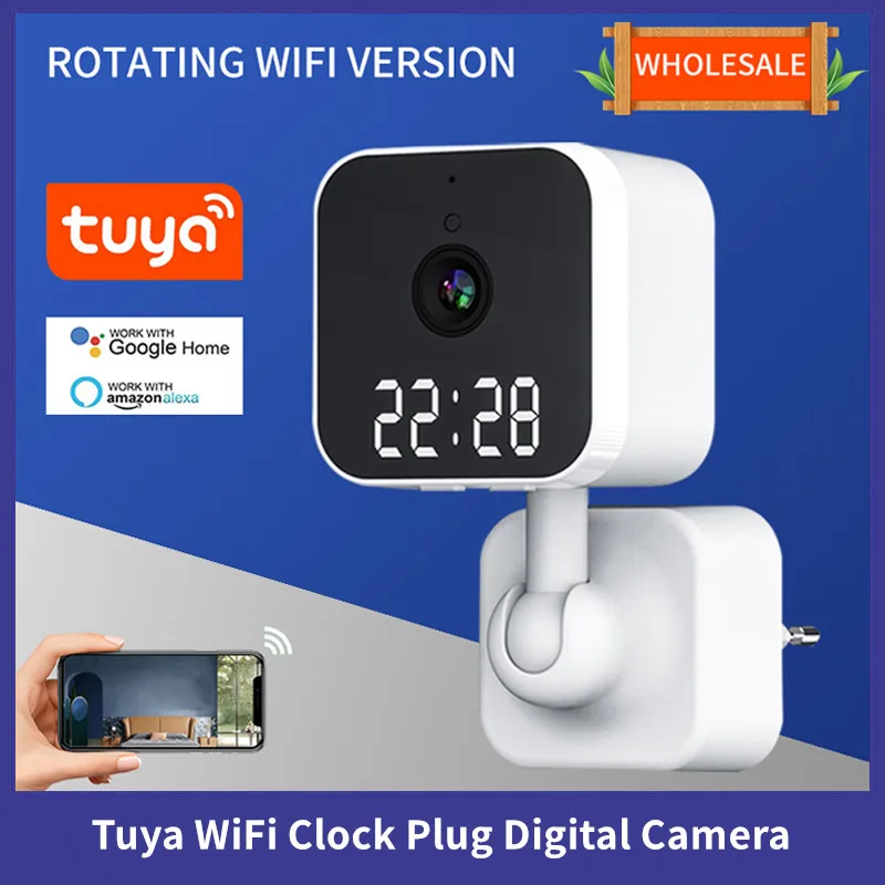 Tuya Wifi Telecamera Di Sorveglianza Home Clock Plug Fotocamera Digitale Graffiti Smart Hd Wireless Camera Vlogging Camera Action Camera