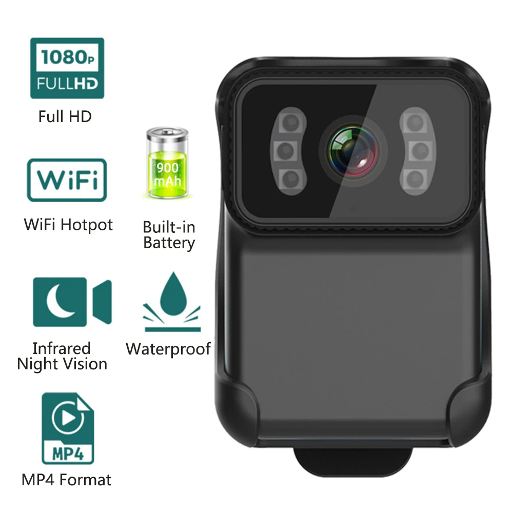 1080P Hd Indossabile Police Body Action Camera Cs02 Ip67 Impermeabile Dv Sports Camera Wifi Mini Camcoder Portatile Con Visione Notturna