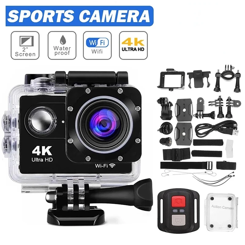 Ultra Hd Action Camera 30Fps Casco Subacqueo Impermeabile Schermo Da 2.0 Pollici Wifi Telecomando Videocamera Sportiva Gopro