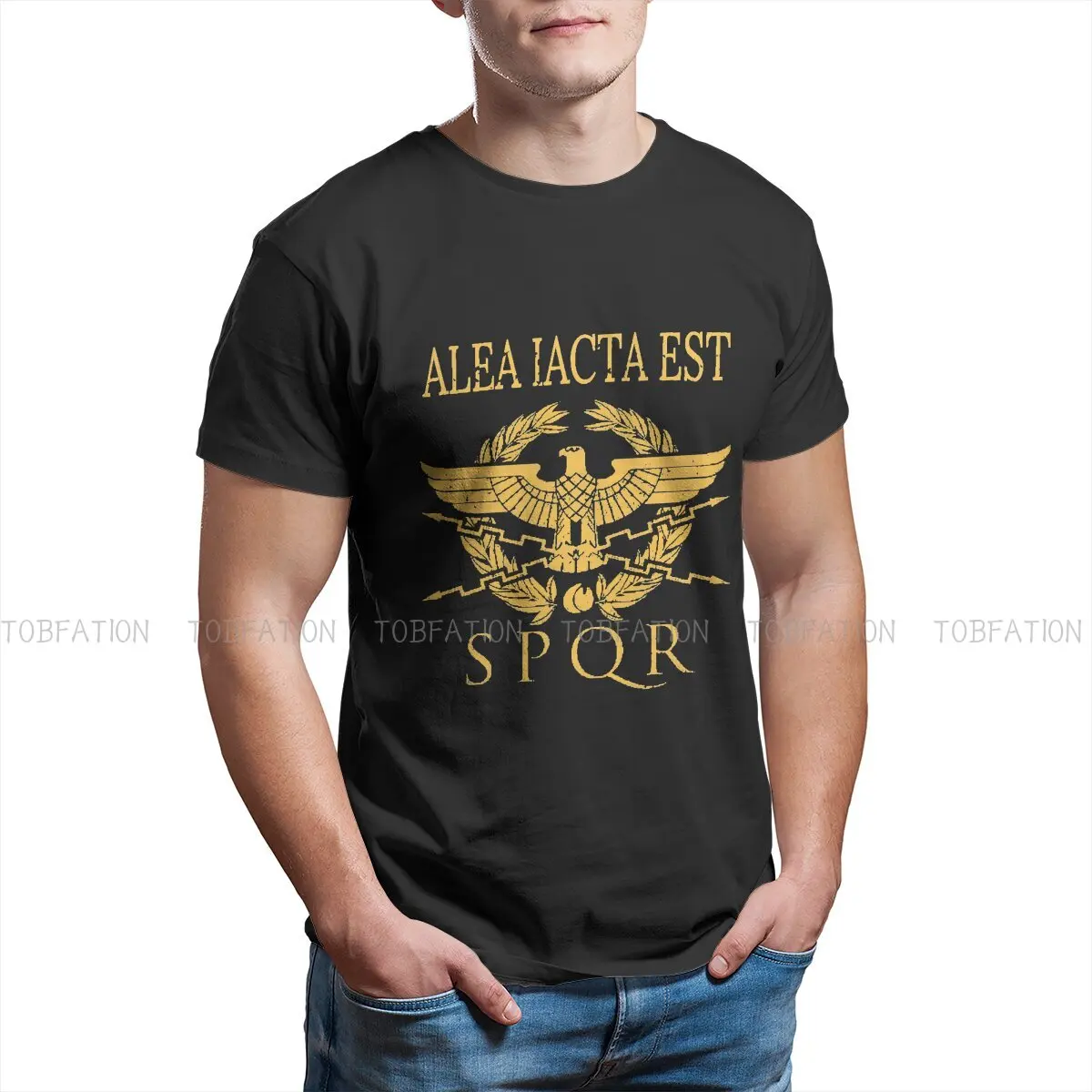 Alea Iacta Est Tshirt Girocollo Antica Roma Poliestere Maglietta Originale Abbigliamento Uomo Nuovo Design Vendita Calda