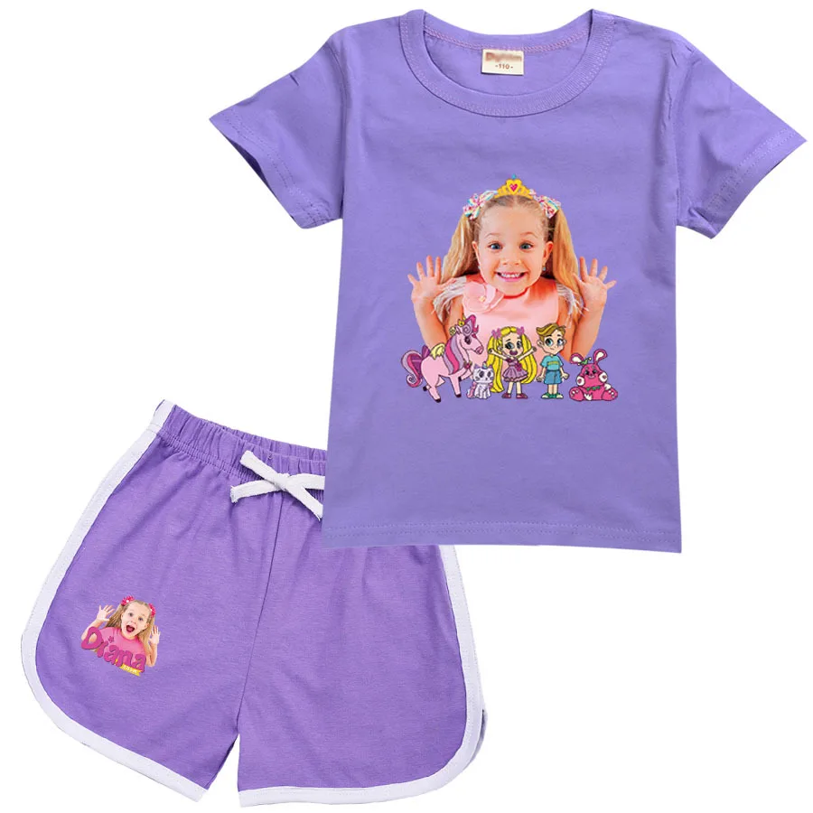 Diana E Roma Show Costume Bambini Manica Corta T-Shirt Pantaloncini 2 Pezzi Set Ragazze Abbigliamento Sportivo Bambino Ragazzi Abiti Abbigliamento Per