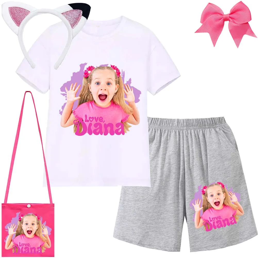 Diana E Roma Show Costume Bambini Manica Corta T-Shirt Pantaloncini 5 Pezzi Set Ragazze Abbigliamento Sportivo Bambino Ragazzi Abiti Abbigliamento Per