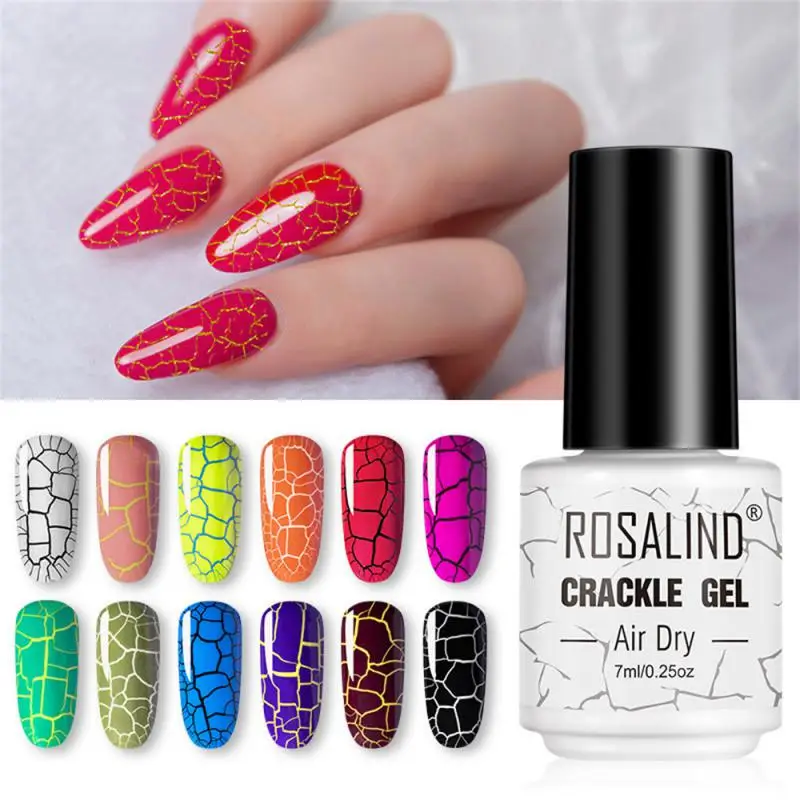 Rosalind Crackle Gel Polish Semi Permanente Cracking Lacca Per Unghie Essiccazione Ad Aria Vernici Nail Art Gel Polish Top Base Coat