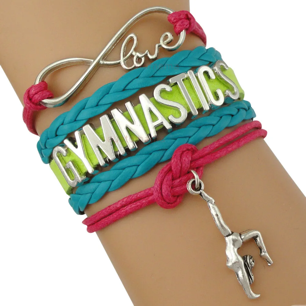 Ginnastica Love Infinity Charm Bracciali Gioielli Sportivi Pink Green Wax Cords Girl Boys Gift Drop Shipping