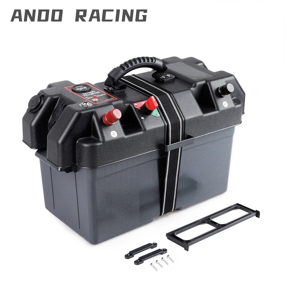Barca Camper Rv Battery Box Trolling Motor Power Center Station Usb 12V Porta Caricabatterie Plastica Fit Group Batterie Di Dimensioni 24 E 27