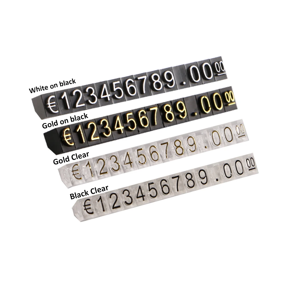 Cartellini Dei Prezzi Regolabili Medi Sterlina Euro, Blocchi Di Montaggio Numero Cifre Cubo Telefono Orologio Gioielli Contatore Espositore Segno