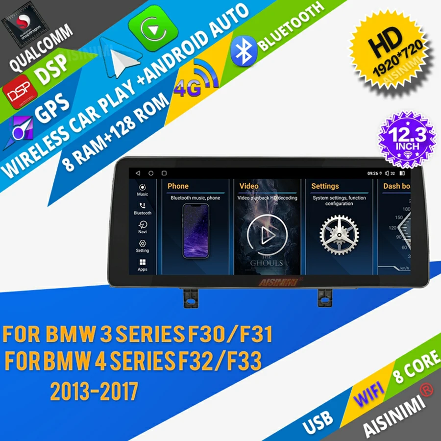 Aisinimi Fc200 Qualcom Lettore Per Auto Android Per Bmw Serie 3 F30 F31 F34 F35 Auto Audio Gps Multimedia Carplay Monitor Tutto In Uno