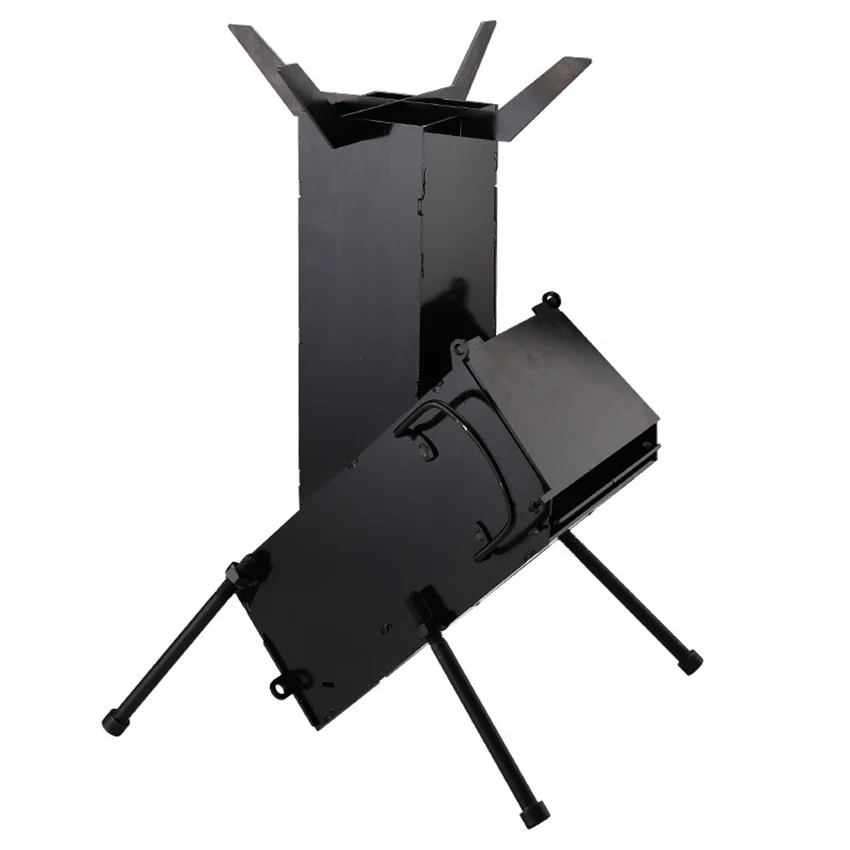 Stufa A Legna Portatile, Stufa A Razzo Da Picnic All'Aperto, Stufa A Legna Da Pesca Da Campeggio, Mini Stufa A Legna Per Uso Domestico Altezza 49 Cm