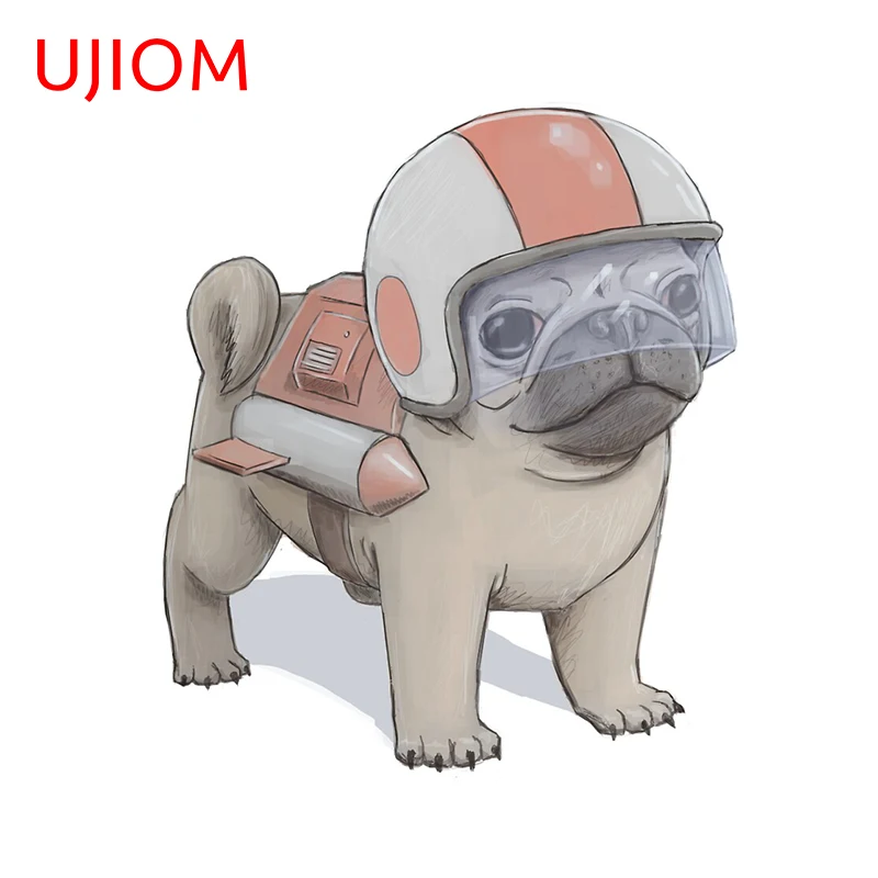 Ujiom Adesivi Murali Cartoon Rocket Pug Carta Da Parati Decorazione Porta Adesivo Impermeabile Accessori Room Home Decor Art Decalcomanie In Pvc