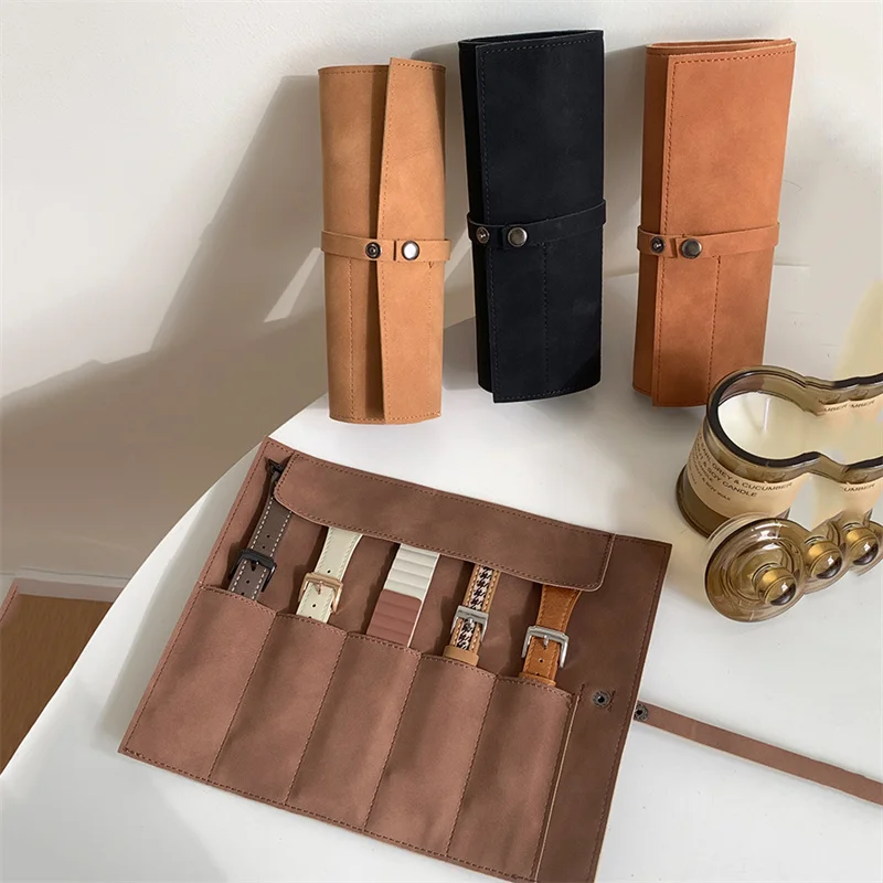 Borsa Con Cinturino In Pelle Per Apple Samsung Amazfit Huawei Watch 8 7 6 Ultra Travel Smart Portable Stand Case Pouch Holder Storage Boxes