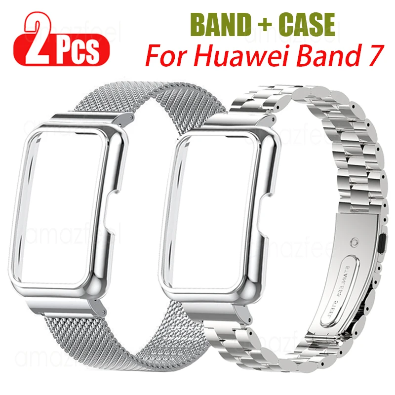 Per Honor Band 7 Strap + Custodia Protettiva Per Huawei Band 6 Pro 7 Cinturino In Metallo In Acciaio Inossidabile Per Honor Band 6 Cover Frame