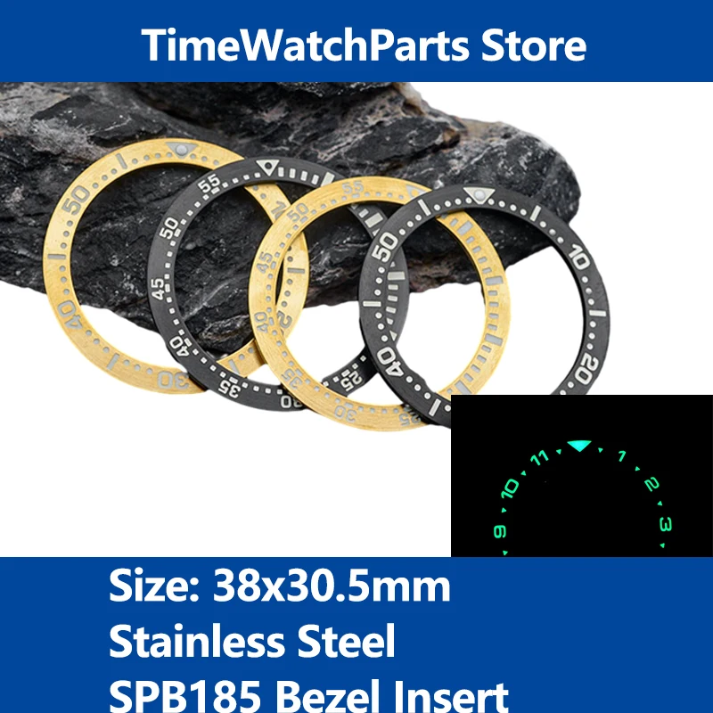 Spb185 Inserto Lunetta In Acciaio Inossidabile Inserto Luminoso Per Spb185 Spb187 Custodie Per Orologi 38X30.5Mm Inserto Lunetta Seiko Watch Mod Sosti