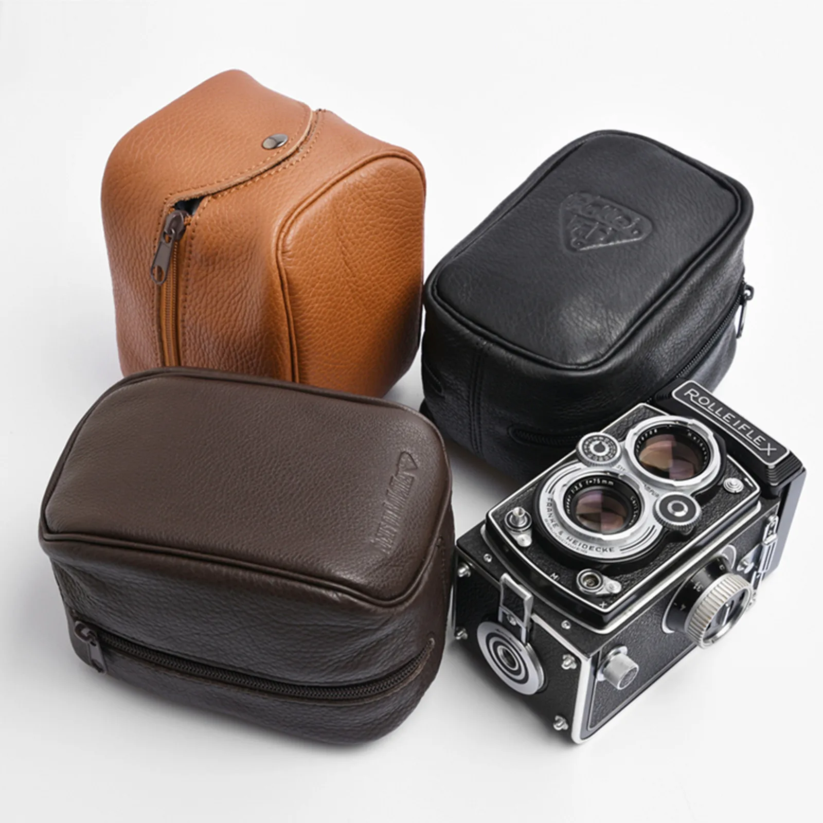 Rolleiflex 、 Rolleicord Tlr Custodia In Pelle Morbida/Borsa Protettiva-Tracolla Non Inclusa
