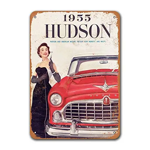 Old Car Tin Sign Metal Vintage Pub Grage Man Cave Sgins Dorm Home Wall Decor 1955 Hudson Hornets And Vespe Game Room Bar Poster