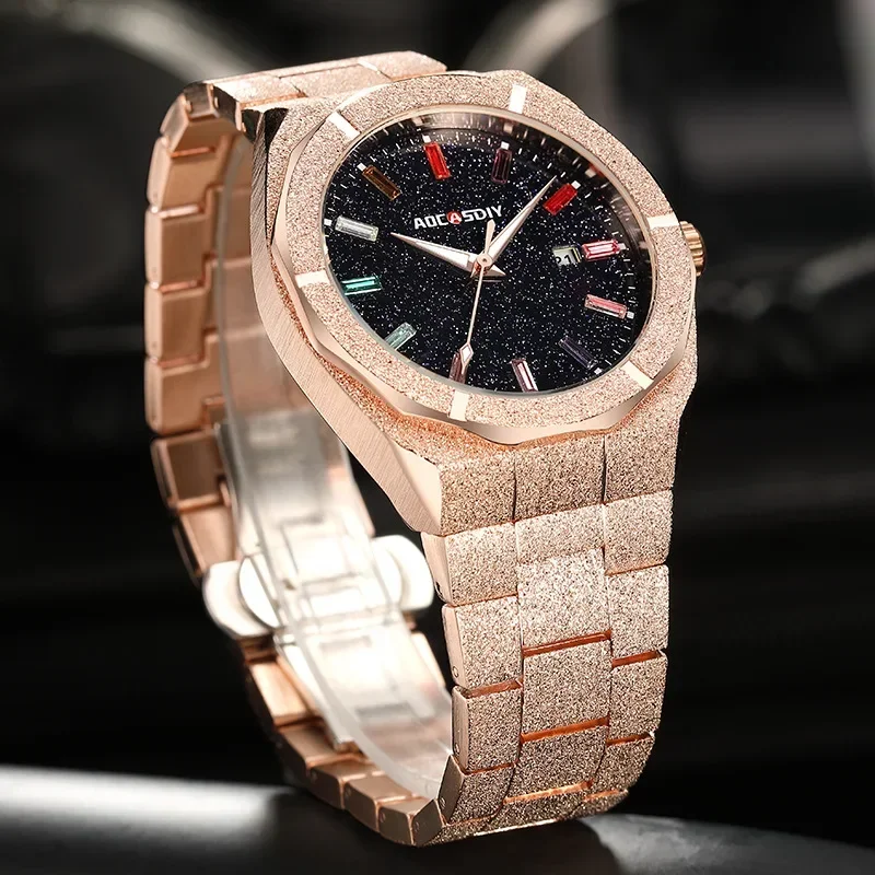 Aocasdiy Originale Pieno Di Diamanti Di Lusso Europeo E Americano Royal Oak Orologio Da Uomo True Glow-In-The-Dark Impermeabile Cross-Bord