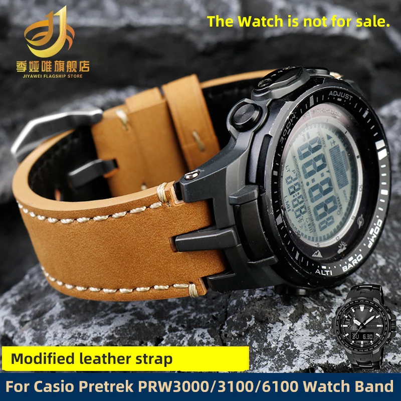 Adattato Alla Serie Casio Protrek Prw3000/3100/6000/6100Y Cinturino Per Orologio In Pelle Vintage