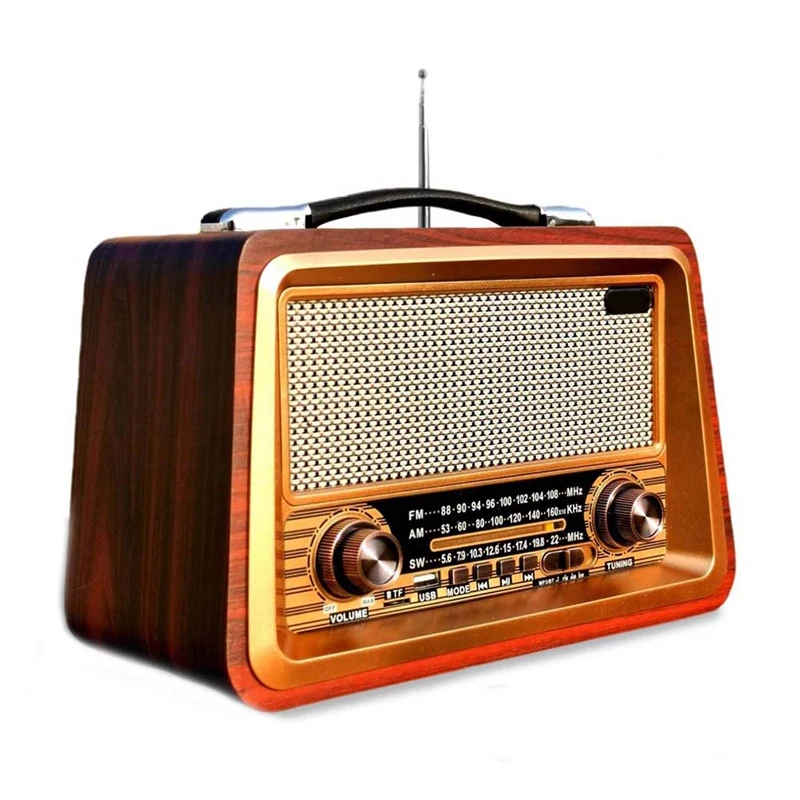 Hot-Retro Radio Portatile Altoparlante Bluetooth Wireless Stereo Am/Fm Radio Ricevitore Player Usb Tf Aux Mp3 Stile Classico