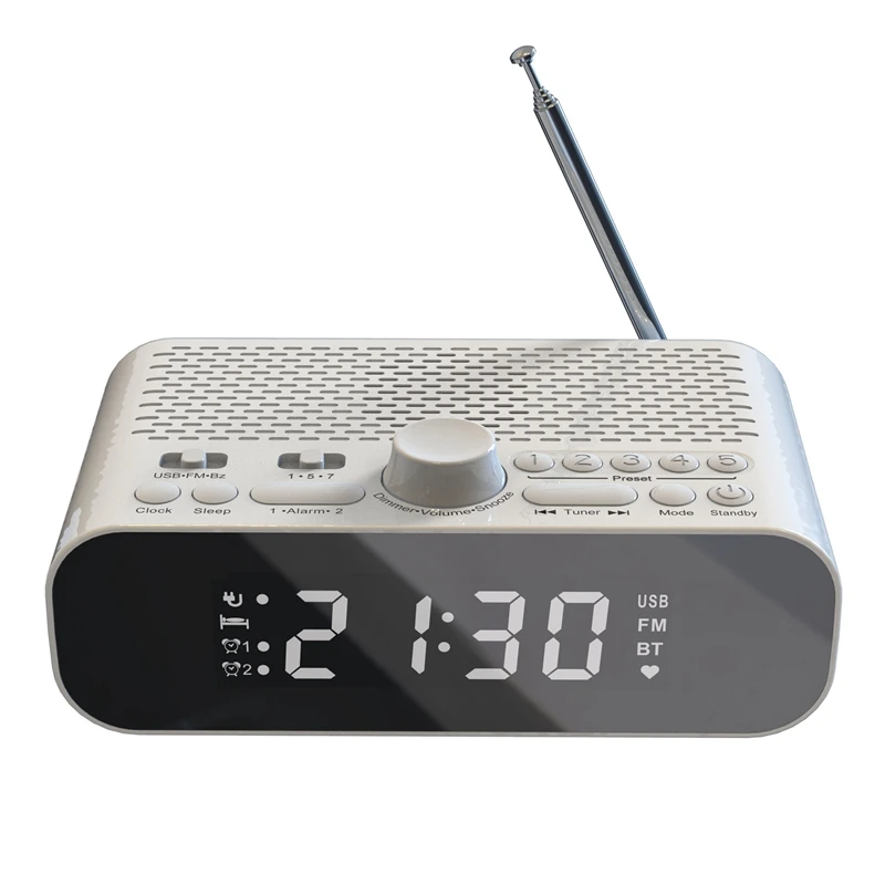 Radiosveglia Fm Con Bluetooth Streaming Play Display Led Doppia Sveglia 1500Mah Altoparlante Hi-Fi Con Unità Woofer