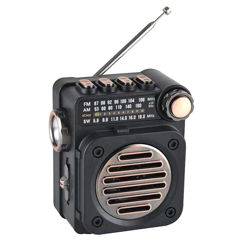 Radio Fm Mini Fm Am Sw Ricevitore Radio Altoparlante Integrato Wireless Bluetooth 5.0 Lettore Musicale Con Torcia A Led