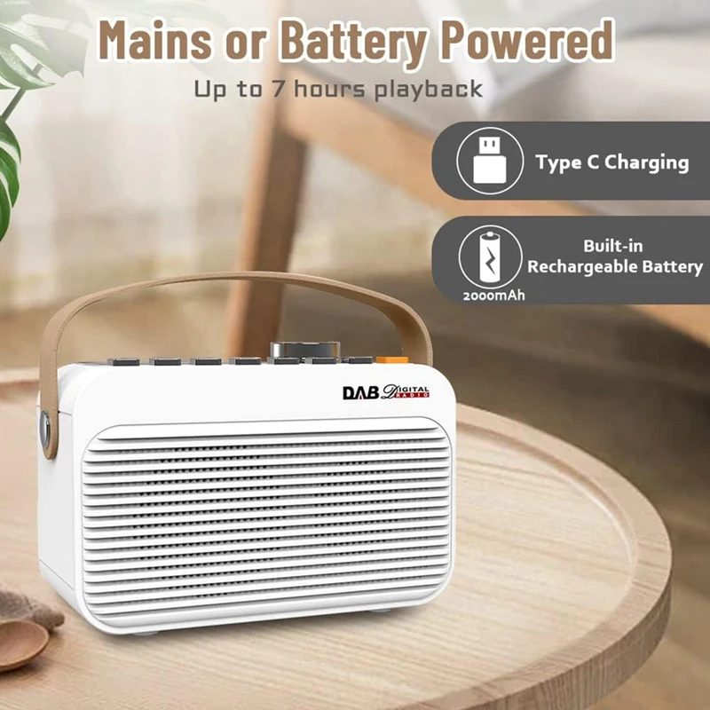 Radio Dab Ricaricabile Portatile Da 1 Pezzo Con Bluetooth/U Disk Dual Alarm Clock Dab + Radio Digitale Fm Per La Casa, I Viaggi