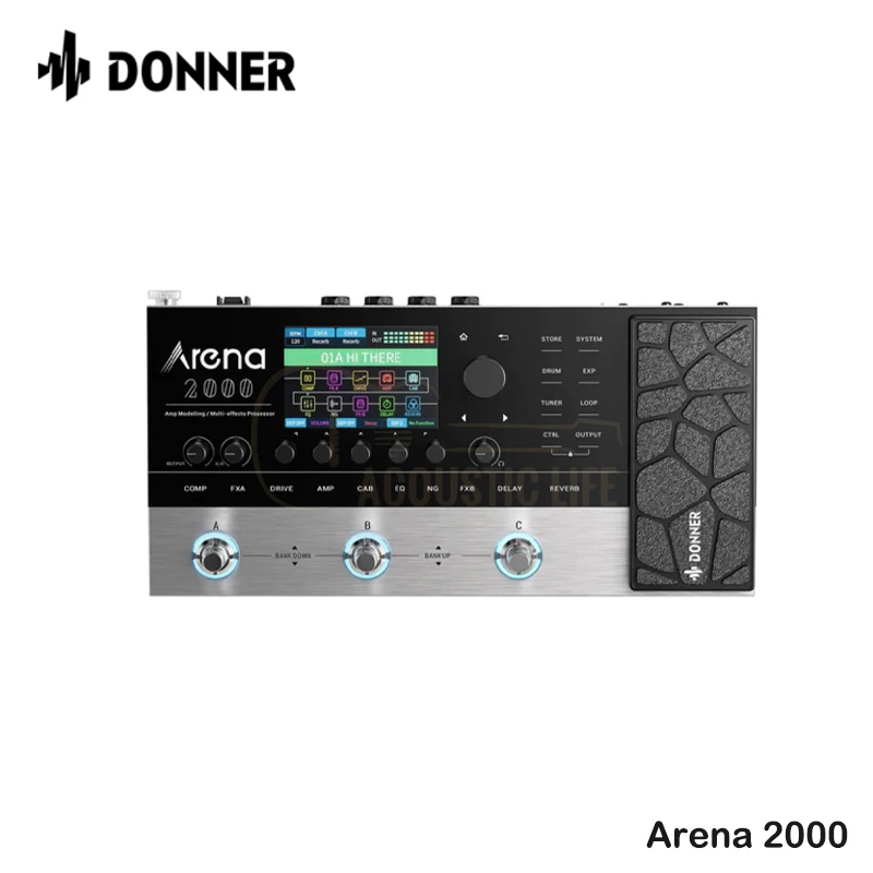 Donner Arena 2000 Modellazione Dell'Amplificatore Del Pedale Della Chitarra Multieffetto Con 278 Effetti 100 Irs Looper Drum Machine Bluetooth Midi In