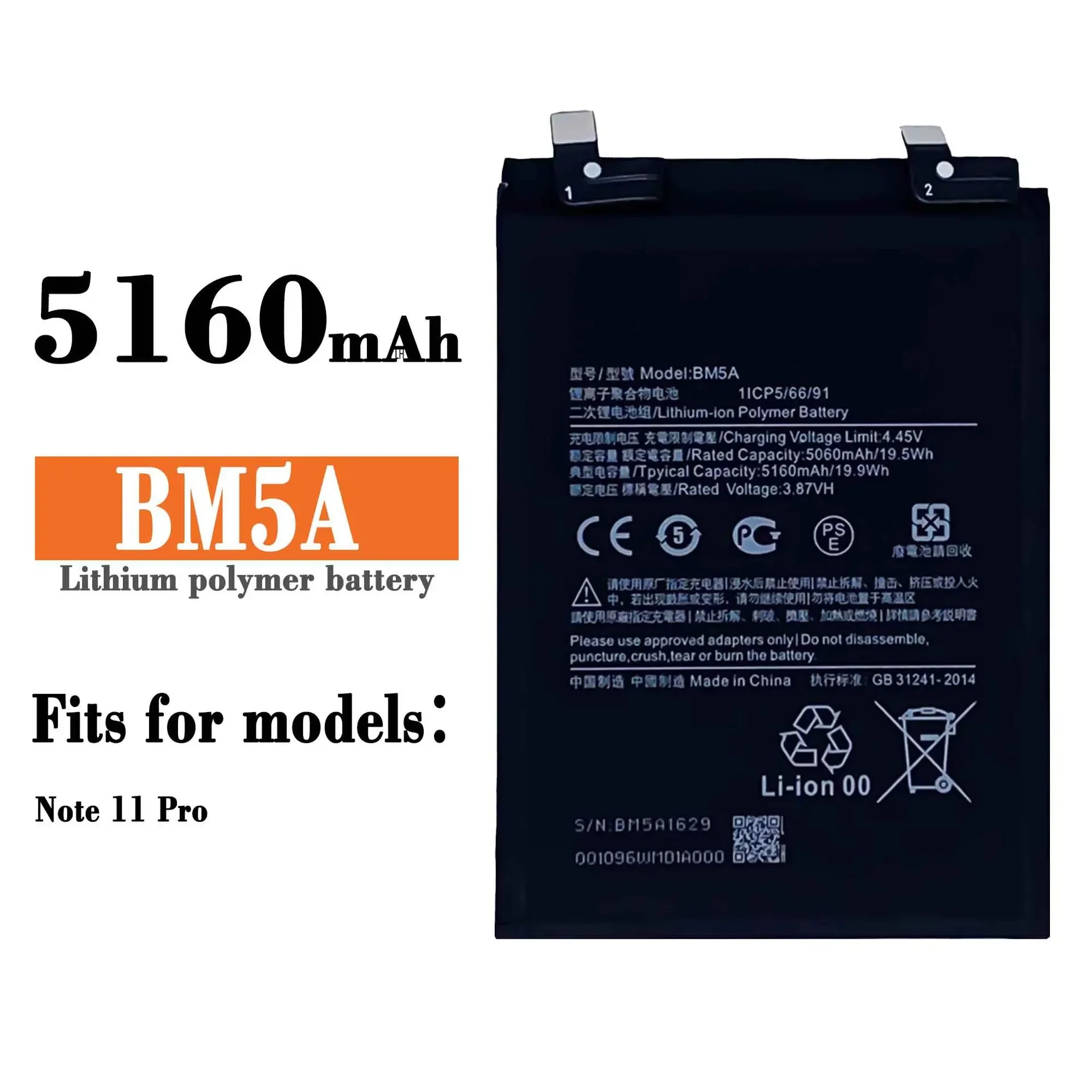 Batteria Di Ricambio Bm5A Per Xiaomi Miui Redmi Note 11 Pro Telefono Cellulare Di Alta Qualità 5160Mah Ultima Bateria Integrata
