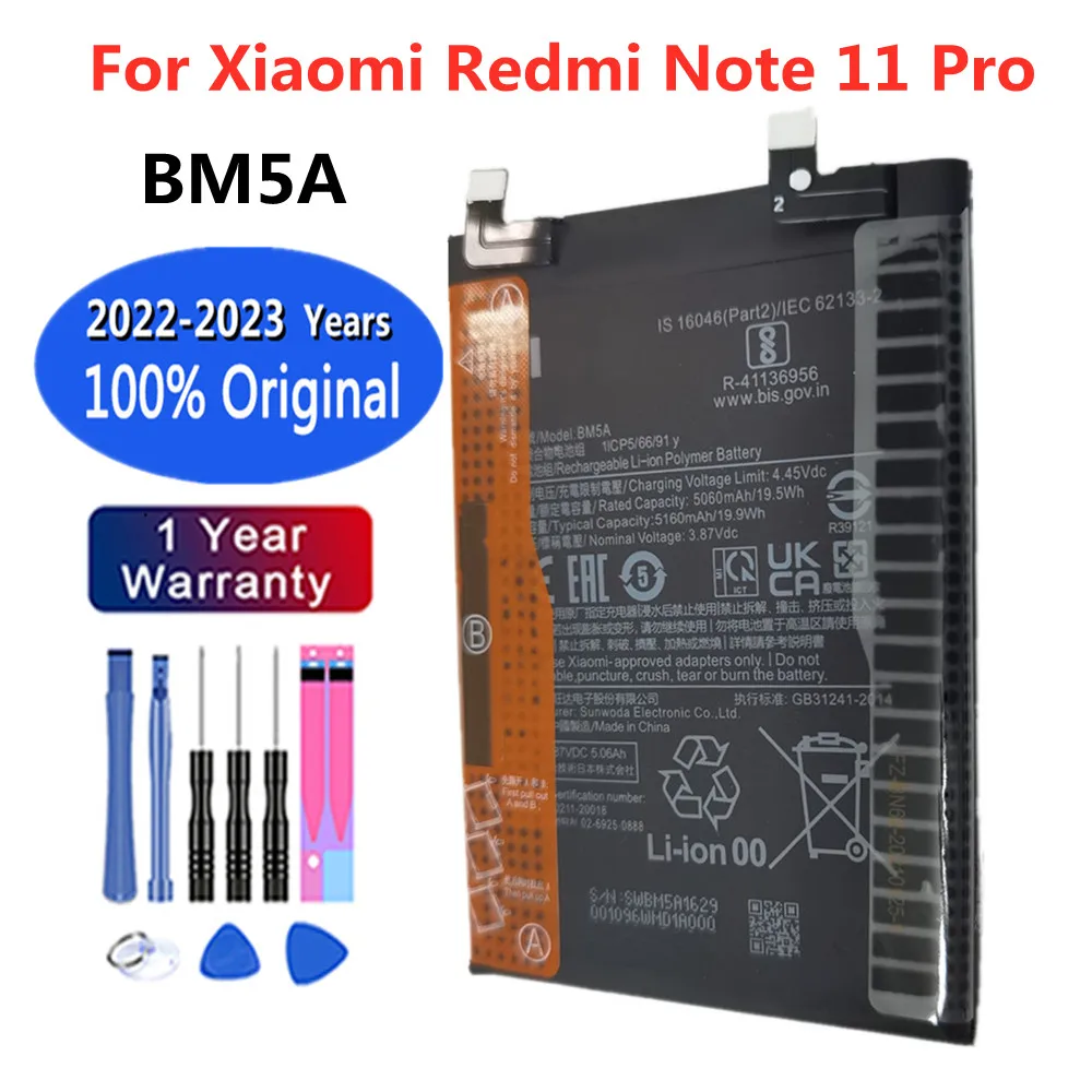2023 Originale Bm5A Xiaomi 5160Mah Batteria Ricaricabile Per Xiaomi Mi Miui Redmi Hongmi Note 11 Pro 11Pro Smart Phone Batterie