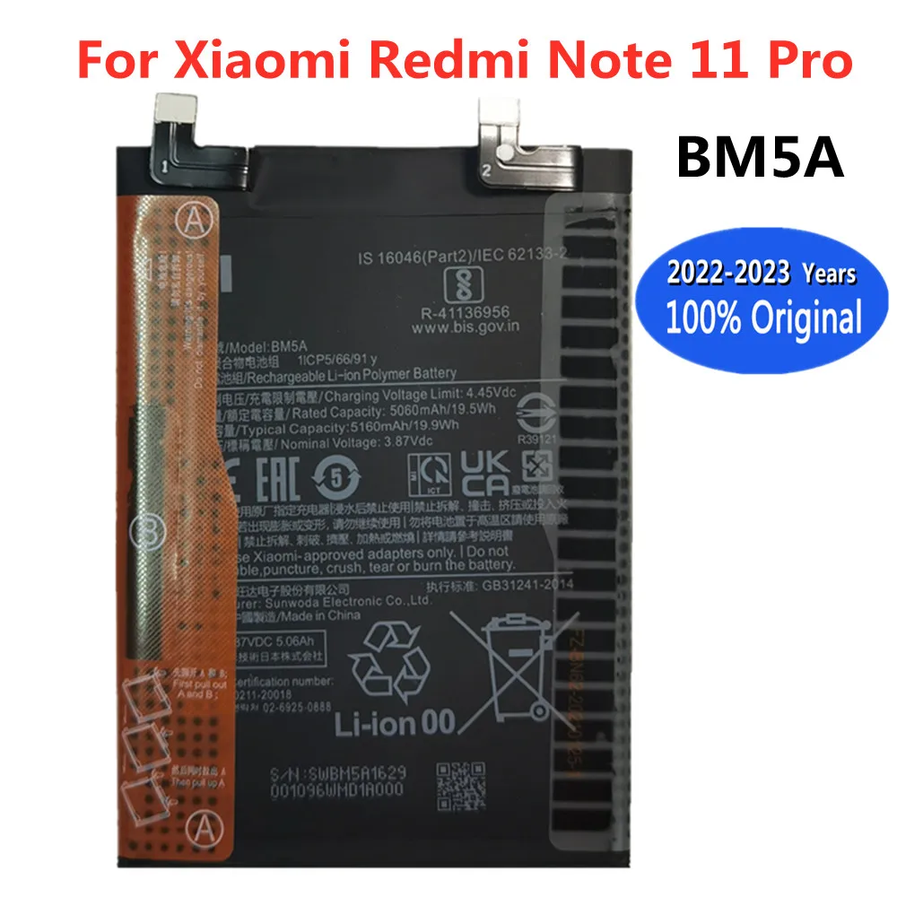 2023 Originale Bm5A Xiaomi 5160Mah Batteria Ricaricabile Per Xiaomi Mi Miui Redmi Hongmi Note 11 Pro 11Pro Smart Phone Batterie