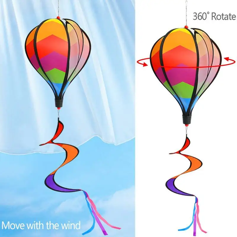 Mongolfiera Wind Spinner Rainbow Hanging Wind Twister Outdoor Windmill Garden Front Yard Home Festival Celebration Decor