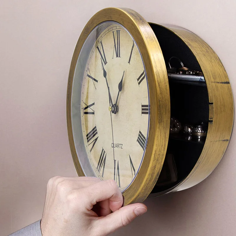 Orologio Da Parete Vintage Cassetta Di Sicurezza Scatola Di Immagazzinaggio Segreta Orologio Da Parete Cassaforte Gioielli Oggetti Di Valore Scatola D