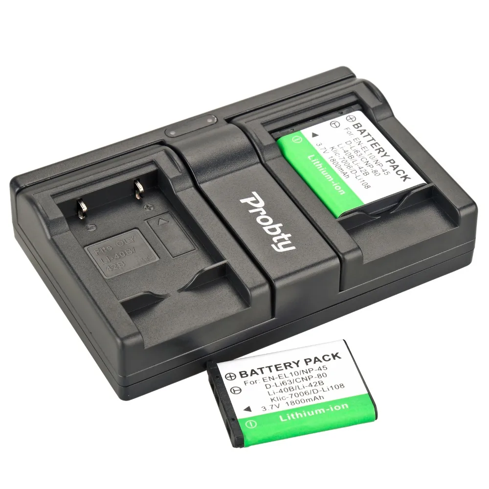 Probty 2Pcs Li-40B Li 40B Batterie Per Foto/Videocamera + Dual Usb Caricabatteria Per Olympus Stylus 770 790 795 850 U710 Fe230 Fe340 Fe290 Fe360