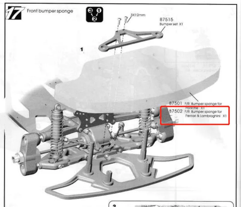 Originale Ofna/Hobao Racing 87502 Spugna Paraurti Anteriore/Posteriore Per Ferrari / Lamborghini Per 1/7 Hyper One-Seven Onroad