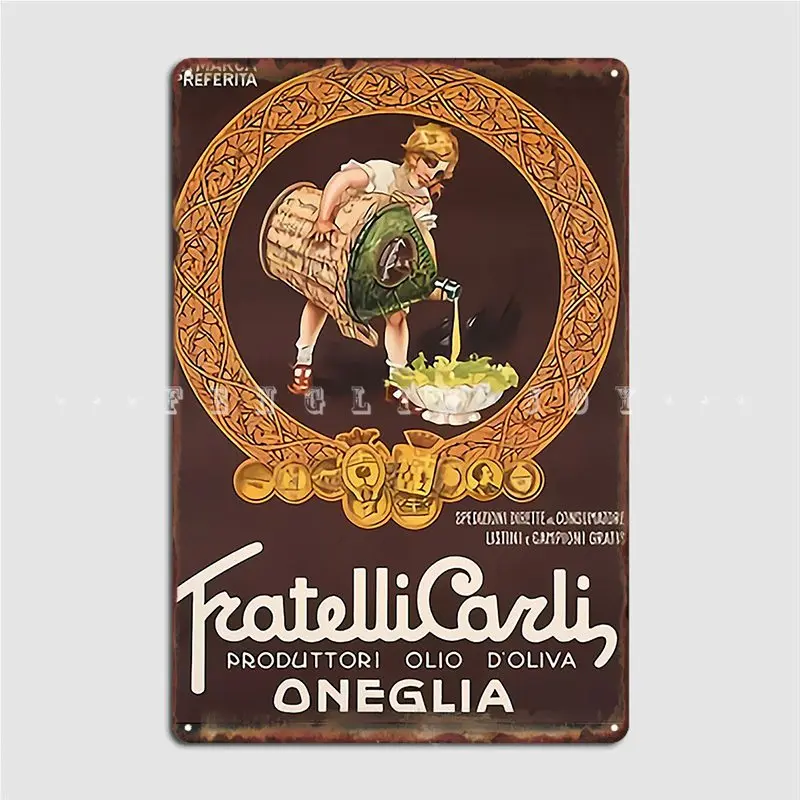Tratelli Carli Prodotti Olio D Oliva Oniglia Poster Targa In Metallo Decorazione Da Parete Club Bar Wall Pub Design Tin Sign Poster