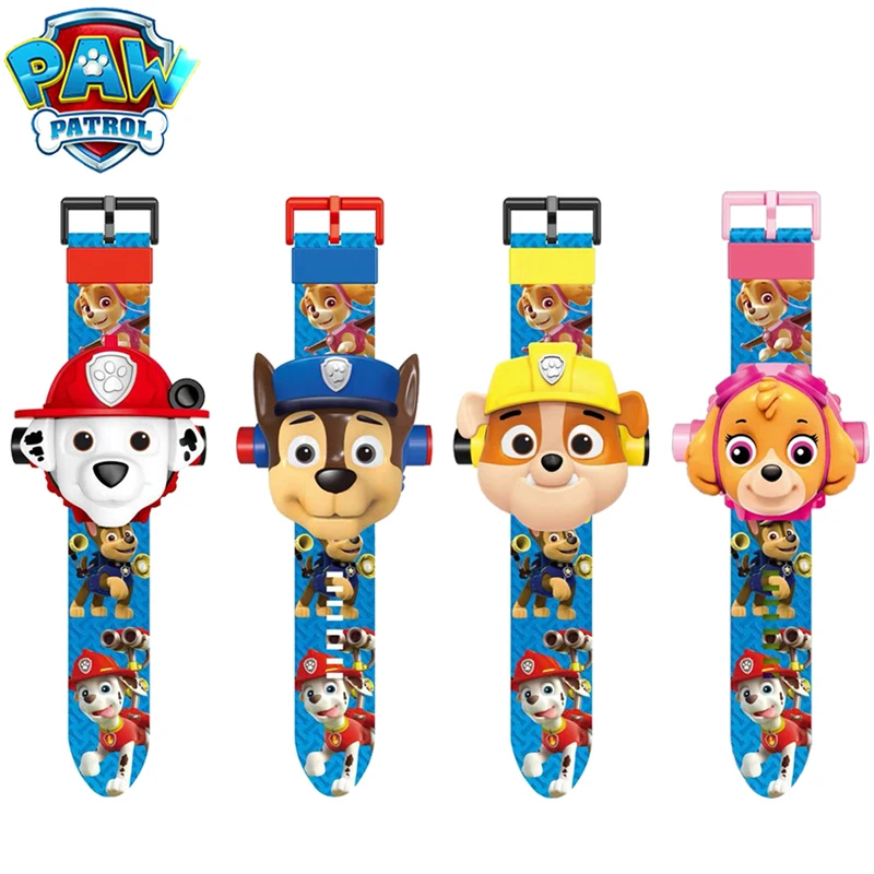 Paw Patrol Action Figures 3D Projection Digital Watch Marshall Chase Model Toy Kids Gift
