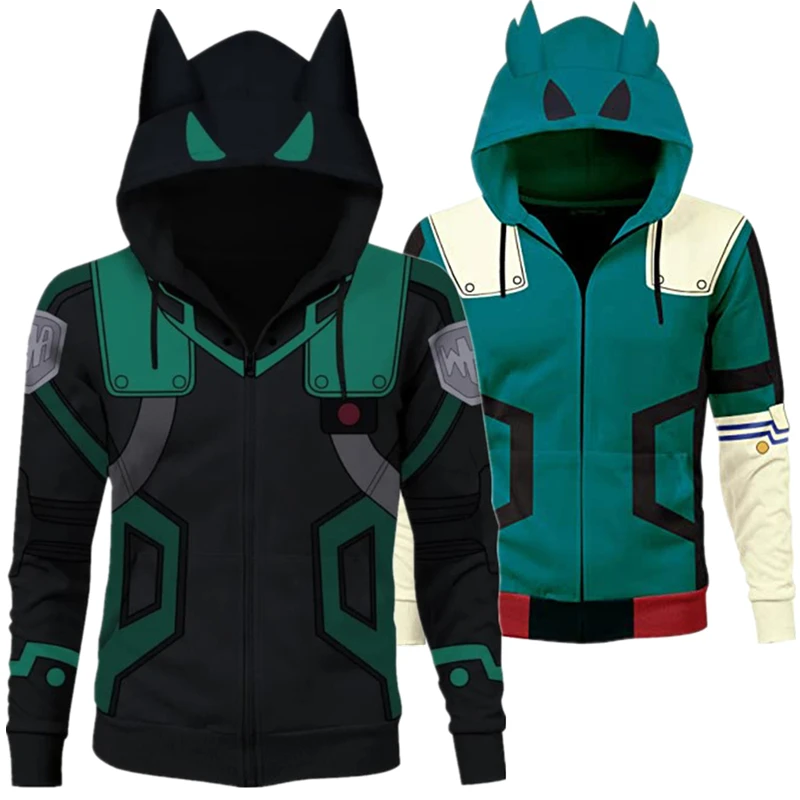 Anime My Hero Academia Midoriya Izuku Deku Cosplay Costume Giacca Adulto Unisex Felpa Con Cappuccio Cappotto Felpe