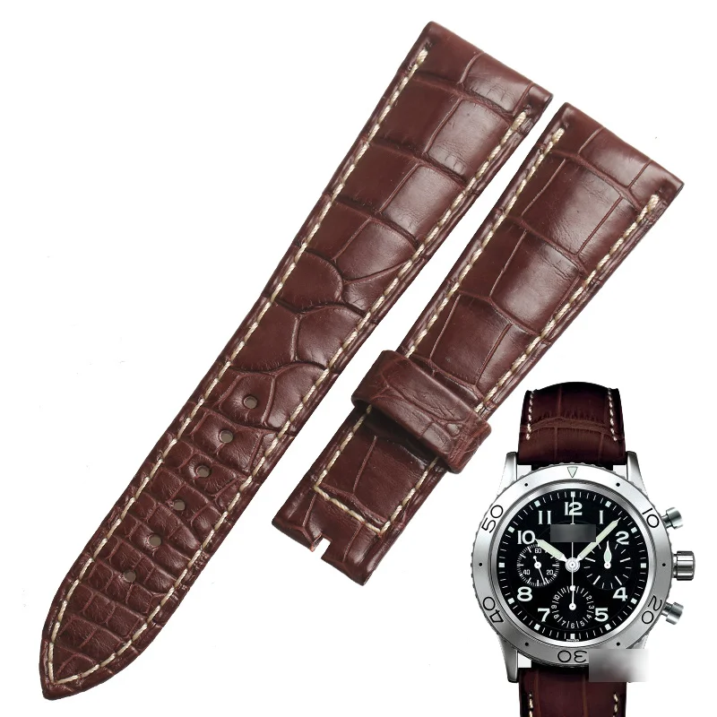 Wentula Cinturini Per Breguet-Type Xx 3817 3800 Pelle Di Alligatore/Cinturino In Pelle Con Grana Di Coccodrillo Cinturino In Pelle
