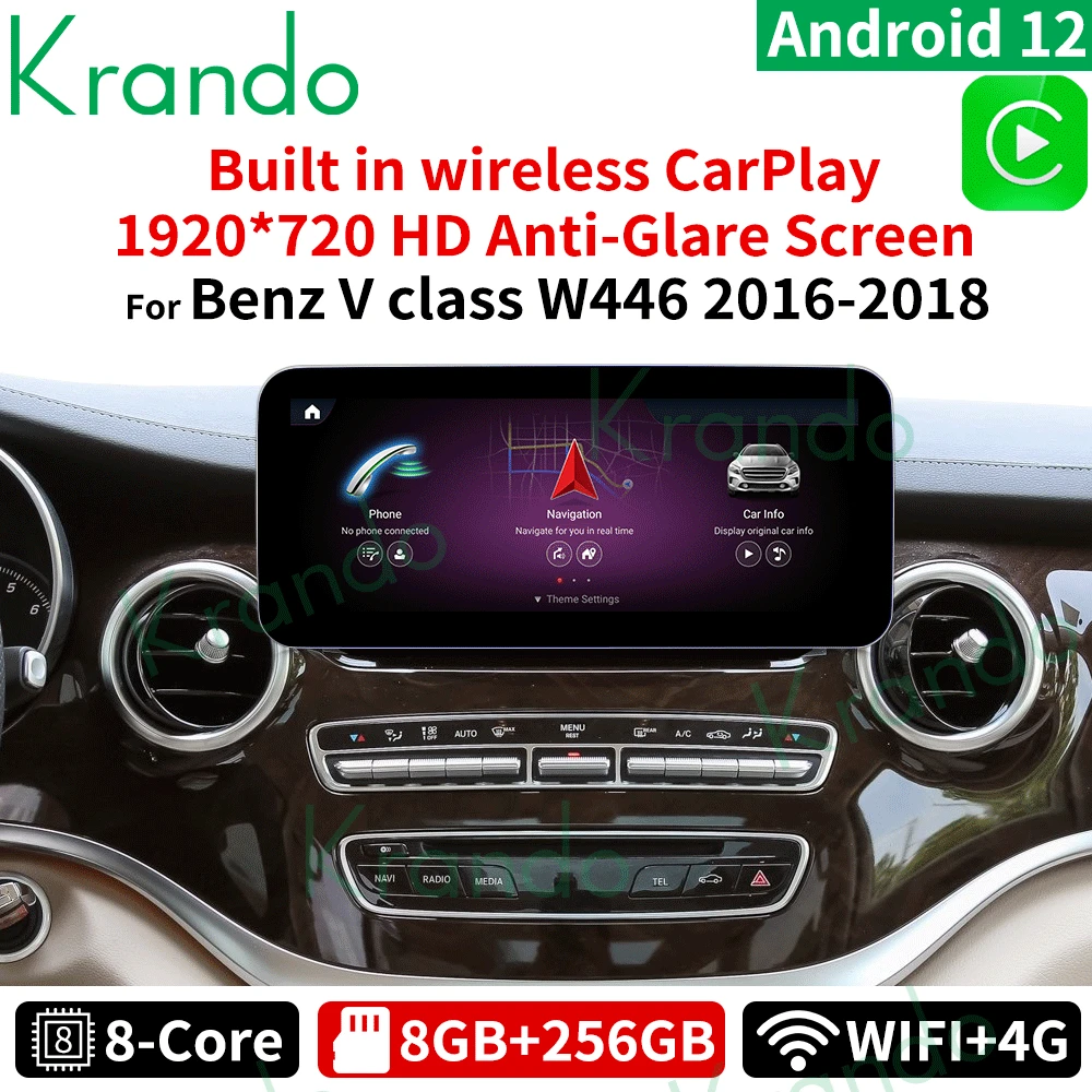 Krando 10.25 ''Autoradio Android Per Mercedes Benz Classe V W446 C W205 Glc-X25 2015 - 2020 Autoradio Navi Gps Wireless Carplay