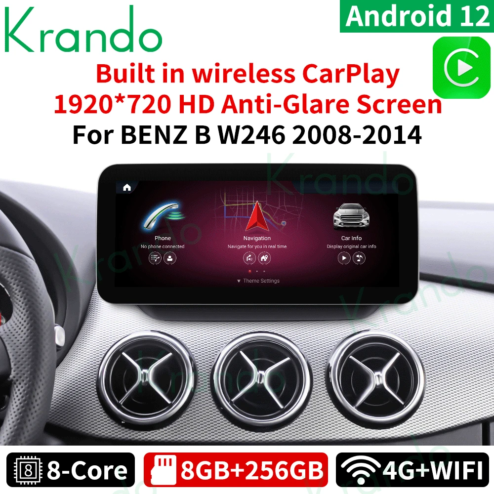 Krando 10.25 ''Autoradio Audio Per Mercedes Benz Classe B W246 2008 - 2014 Android Autoradio Wireless Carplay Navigazione Gps