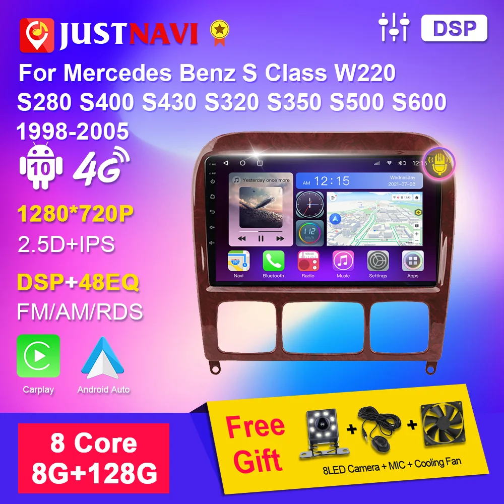 Justnavi Autoradio Android 10 Per Mercedes Benz Classe S W220 S280 S400 S430 S320 S350 S500 S600 1998-2005 Auto Radio Lettore 2Din
