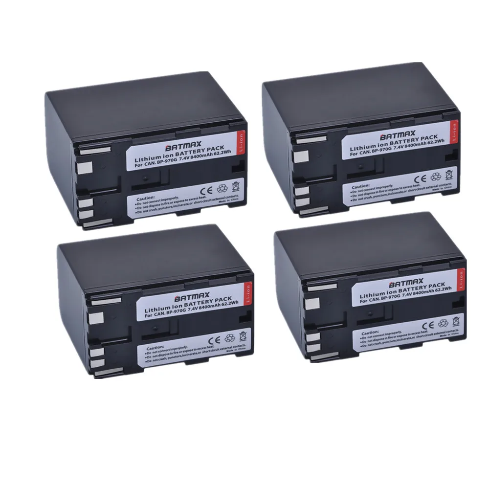 Batmax 4Pc 8400Mah Bp-970G Bp 970G Bp-975 Batteria Akku Per Canon Eos C100, Eos C100 Mark Ii, Eos C300, Eos C300 Pl,