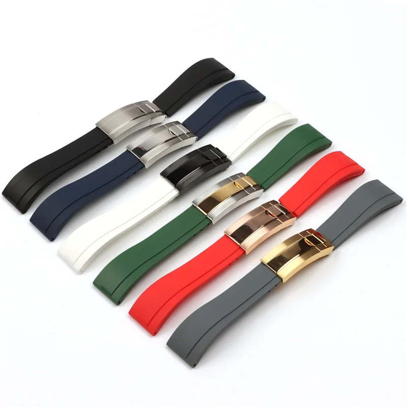 20Mm 21Mm Nature Soft Cinturino In Gomma Siliconica Per Cinturino Rolex Daytona Submariner Gmt Oysterflex Bracciale Fibbia Pieghevole