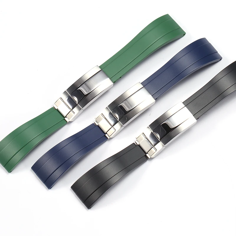 Cinturino In Gomma Siliconica Da 20Mm 21Mm Per Rolex Horlogeband Daytona Submariner Gmt Oysterflex Armband Vouwgesp Accessori Per Orologi