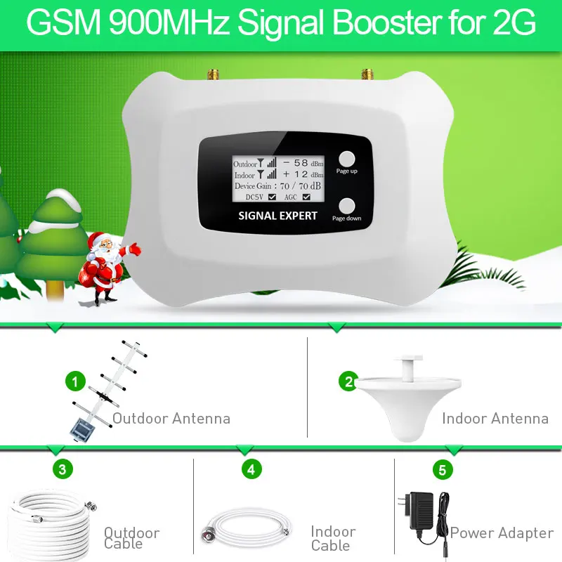 Grande Copertura 350Mq Mini 900Mhz Gsm 2G Booster Di Segnale Mobile Intelligente Per Amplificatore Ripetitore Di Segnale Cellulare 2G Gsm Con Kit Yagi