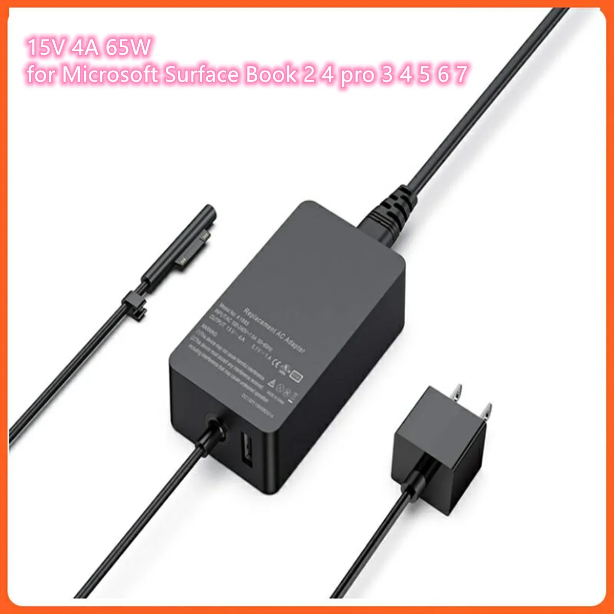 15V 4A 65W For Microsoft Surface Book Pro 3 Pro 4 Pro 5 Pro 6 Pro 7 Tablet Eu / Us / Uk / Au Power Adapter Fast Charger