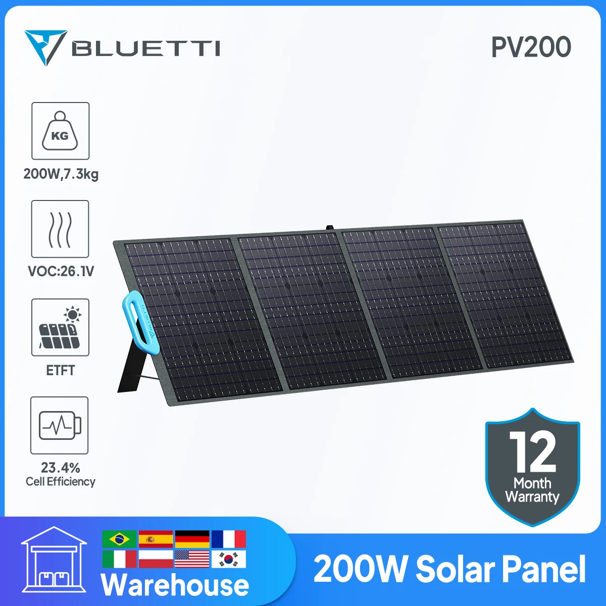 Bluetti Pv200 Pannello Solare 200W Pannelli Solari Pieghevoli Pieghevoli Per Stazione Di Energia Solare Kit Portatile Piastra Solare Campeggio Regolab
