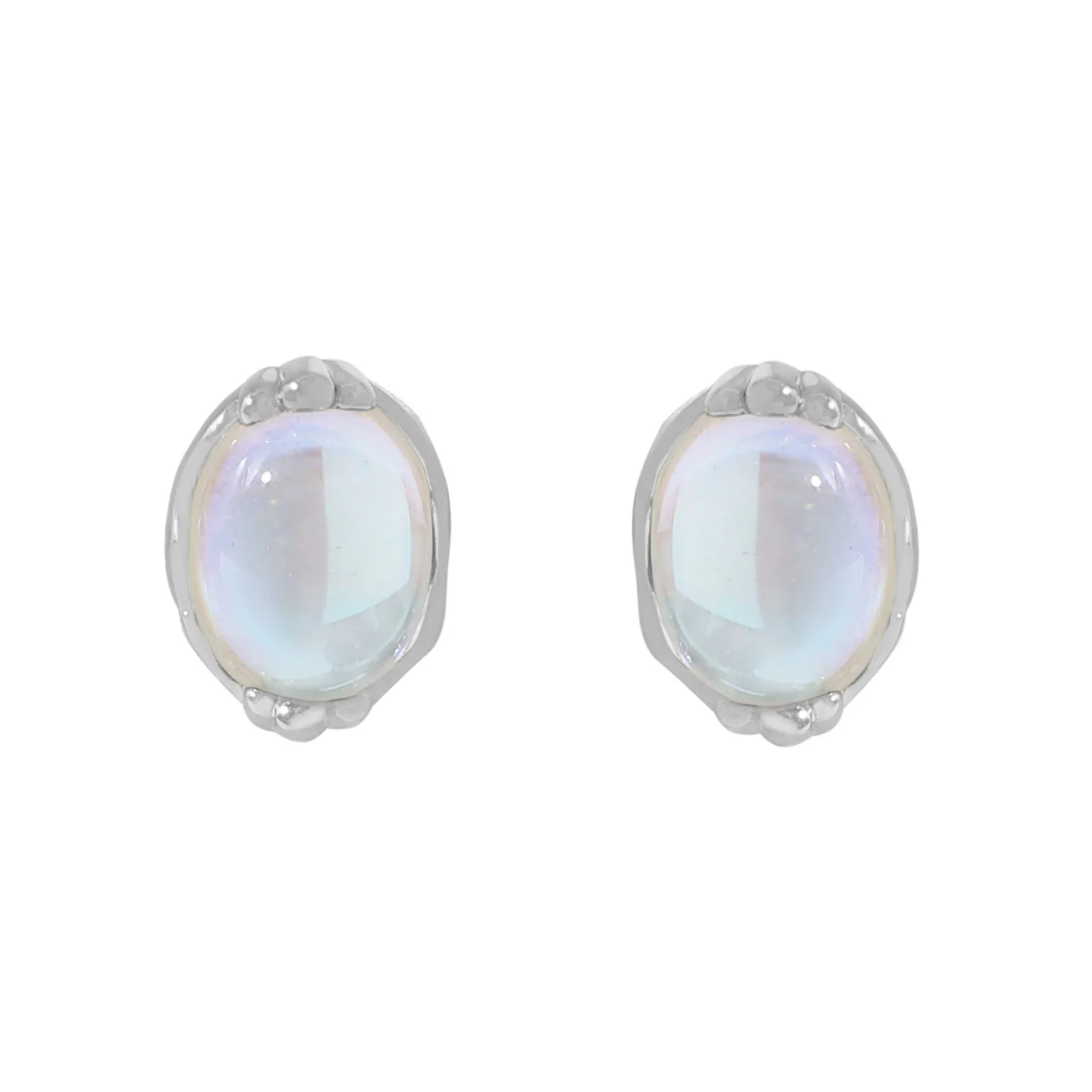 Genuine 100% Sterling Silver Niche Luxury Design Sense Minimalist Geometry Joker Moonstone Earrings Female Texture