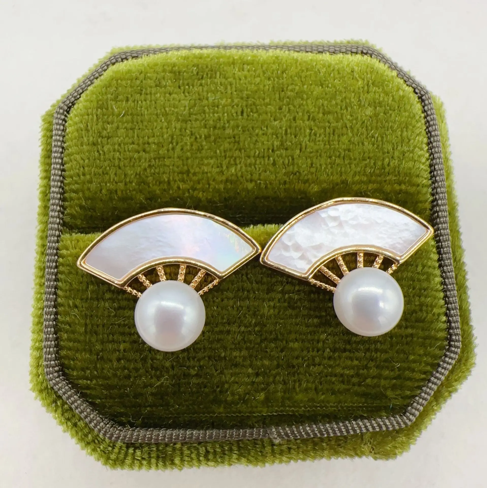 Nuovo Arrivo Vintage Fan Design 100% Perle D'Acqua Dolce Naturali 14K Oro Riempito Orecchini Femminili Gioielli Per Le Donne Regali