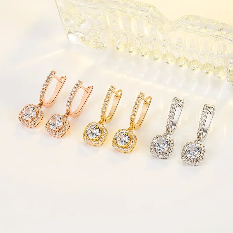 100% 925 Sterling Silver Origin Diamond Earring Femmine Trendy Continental China Aros Mujer Oreja Orecchini Diamond Earring Women